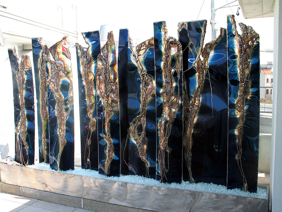 Fountain Art Sculpture, Nine Individual Panels made of Stainless Steel