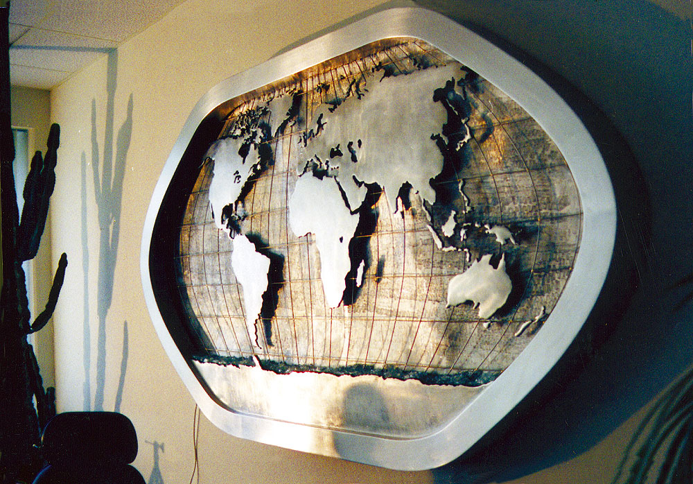 Wall Fountain with a Map of the World